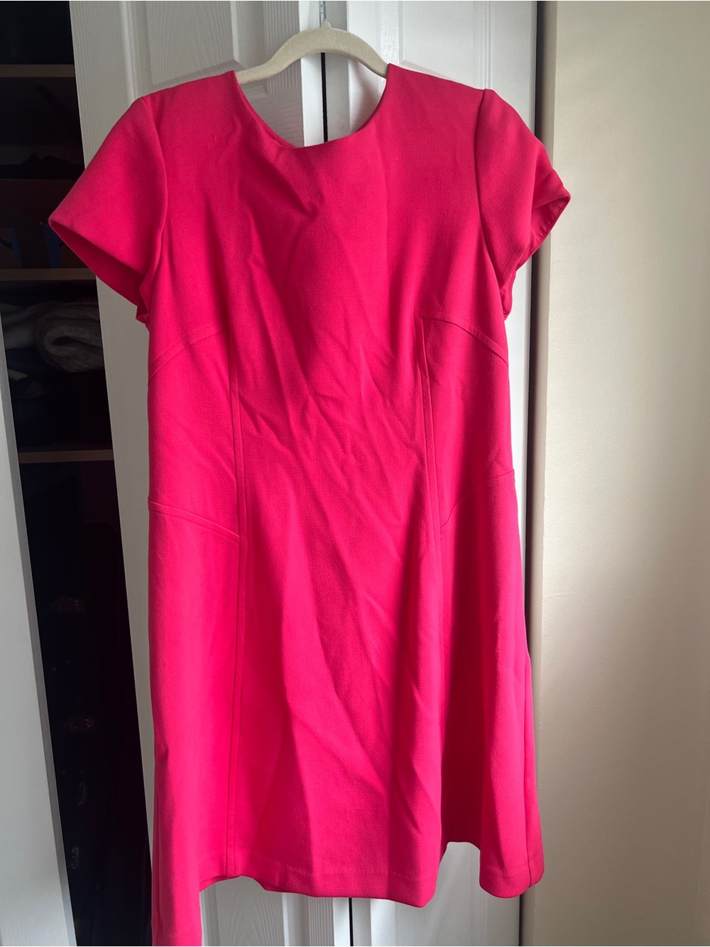 Vince Camuto Pink Sheath Dress Size 14 | Bright Fuchsia Cap Sleeve